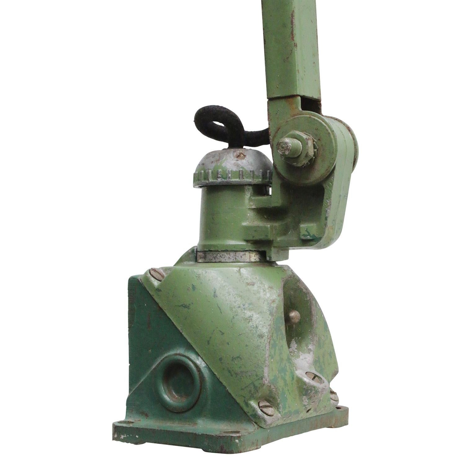 Green Metal Vintage Industrial 4-Arm Machinist Work Wall Light by Dugdills, UK For Sale 2