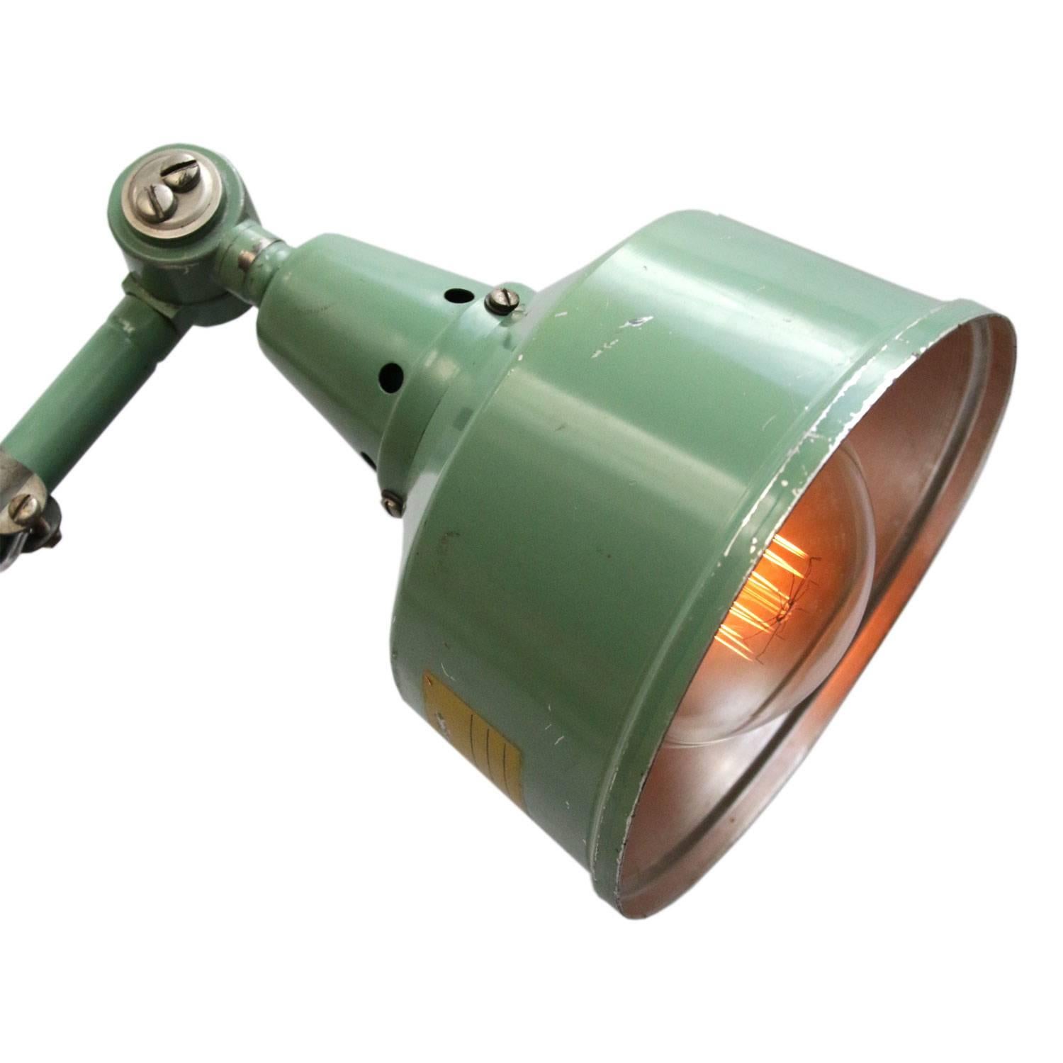 Green Industrial work light. Midgard, Germany.
Also for use on the wall

Weight: 1.3 kg / 2.9 lb

All lamps have been made suitable by international standards for incandescent light bulbs, energy-efficient and LED bulbs. E26/E27 bulb holders