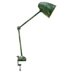 Green Metal Vintage Industrial Machinist Table Clamp Lamp