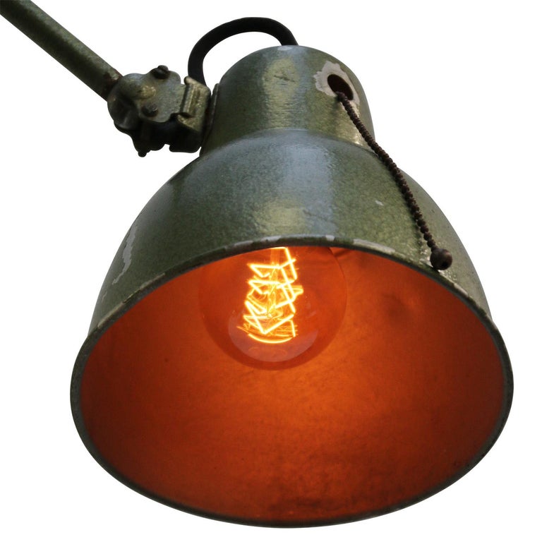 Green Metal Vintage Industrial Wall Lamps Scones at 1stDibs
