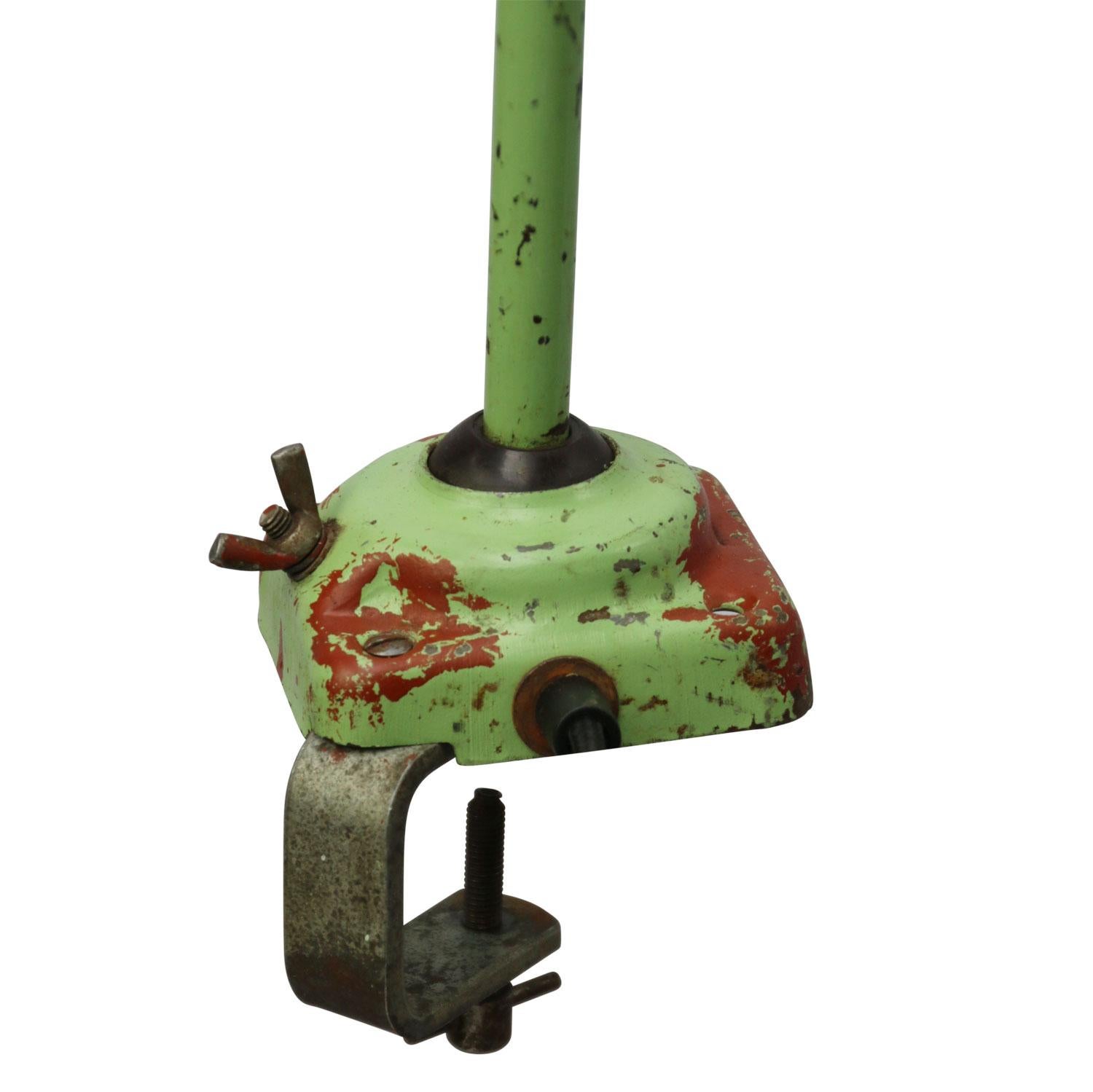 Czech Green Metal Vintage Industrial Work Light Table Desk Light