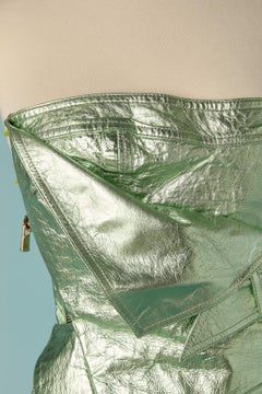 Green metallic leather mini bustier dress ALEXANDRE VAUTHIER Cruise 2018