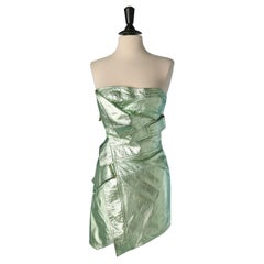 Green metallic leather mini bustier dress ALEXANDRE VAUTHIER Cruise 2018