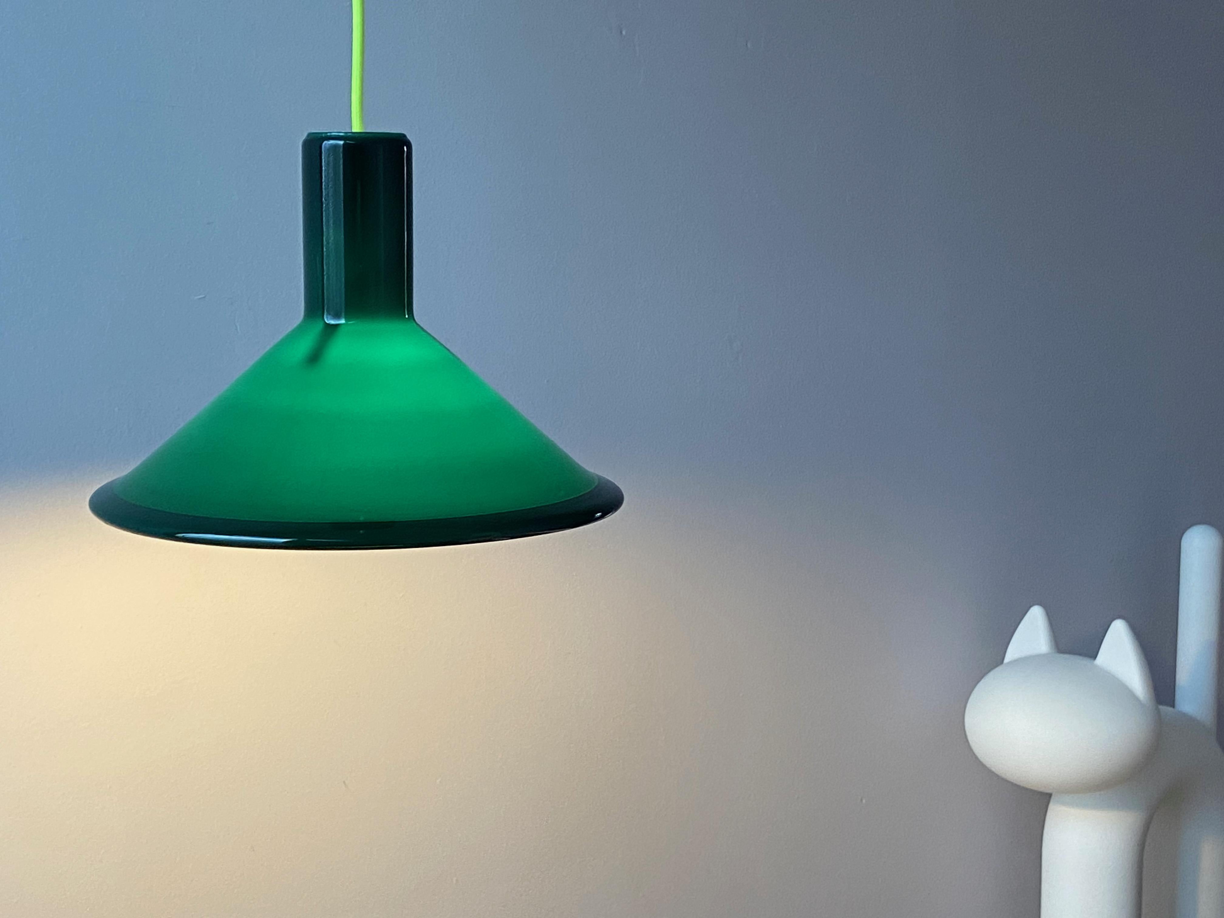 Green Michael Bang P&T Pendant Lamp by Holmegaard, Denmark, 1970s For Sale 6