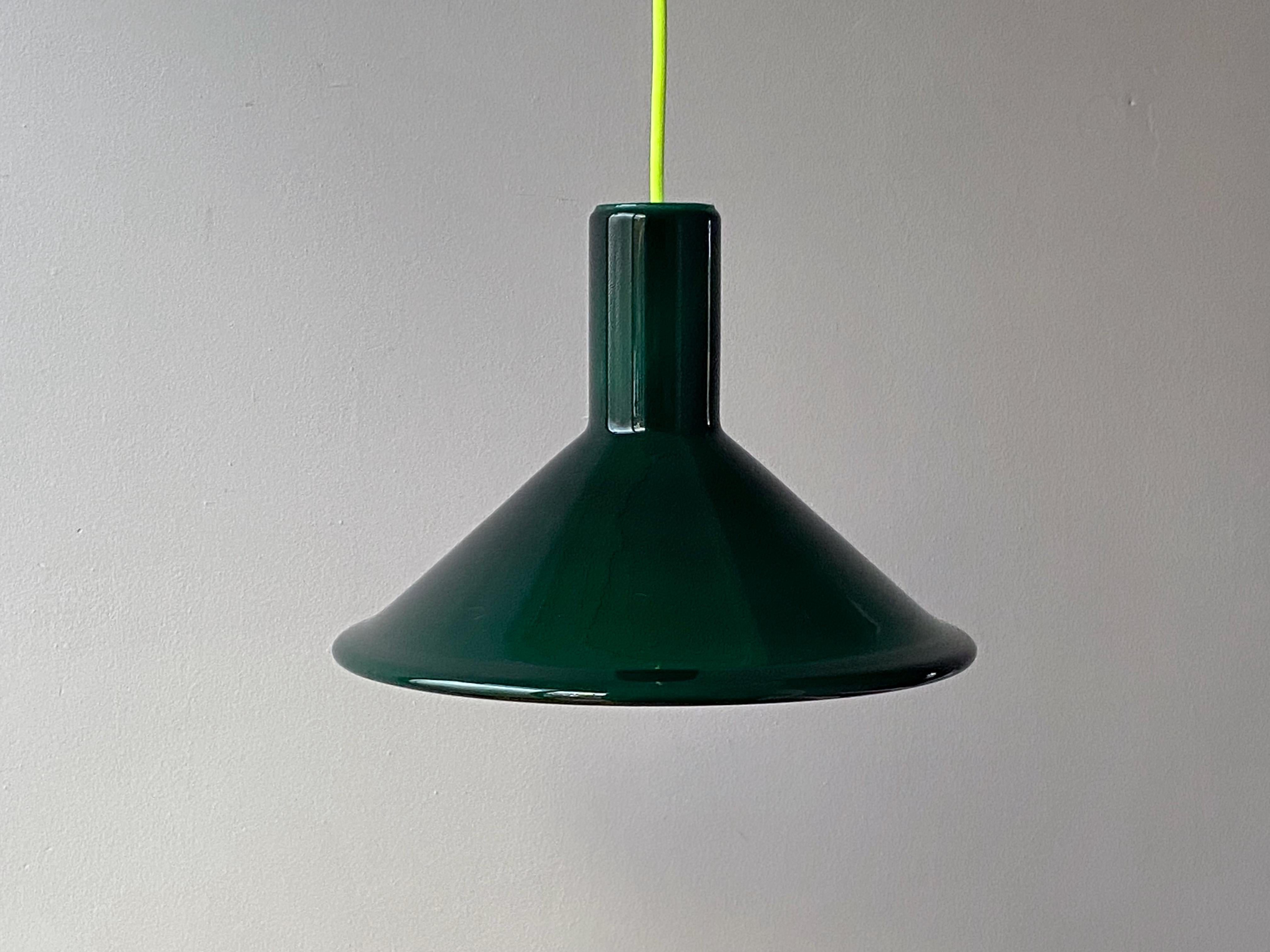 Scandinavian Modern Green Michael Bang P&T Pendant Lamp by Holmegaard, Denmark, 1970s For Sale