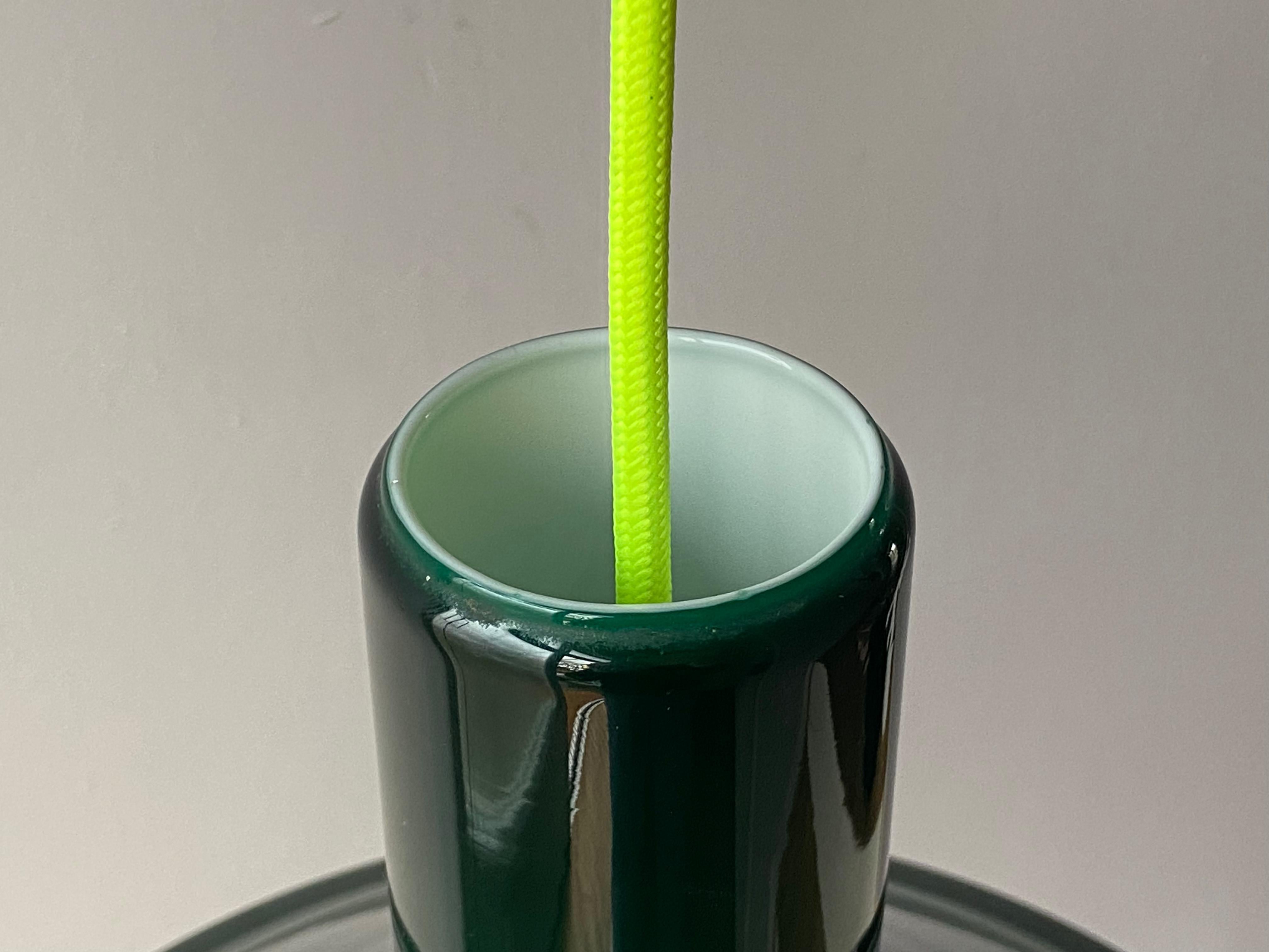 Danish Green Michael Bang P&T Pendant Lamp by Holmegaard, Denmark, 1970s For Sale