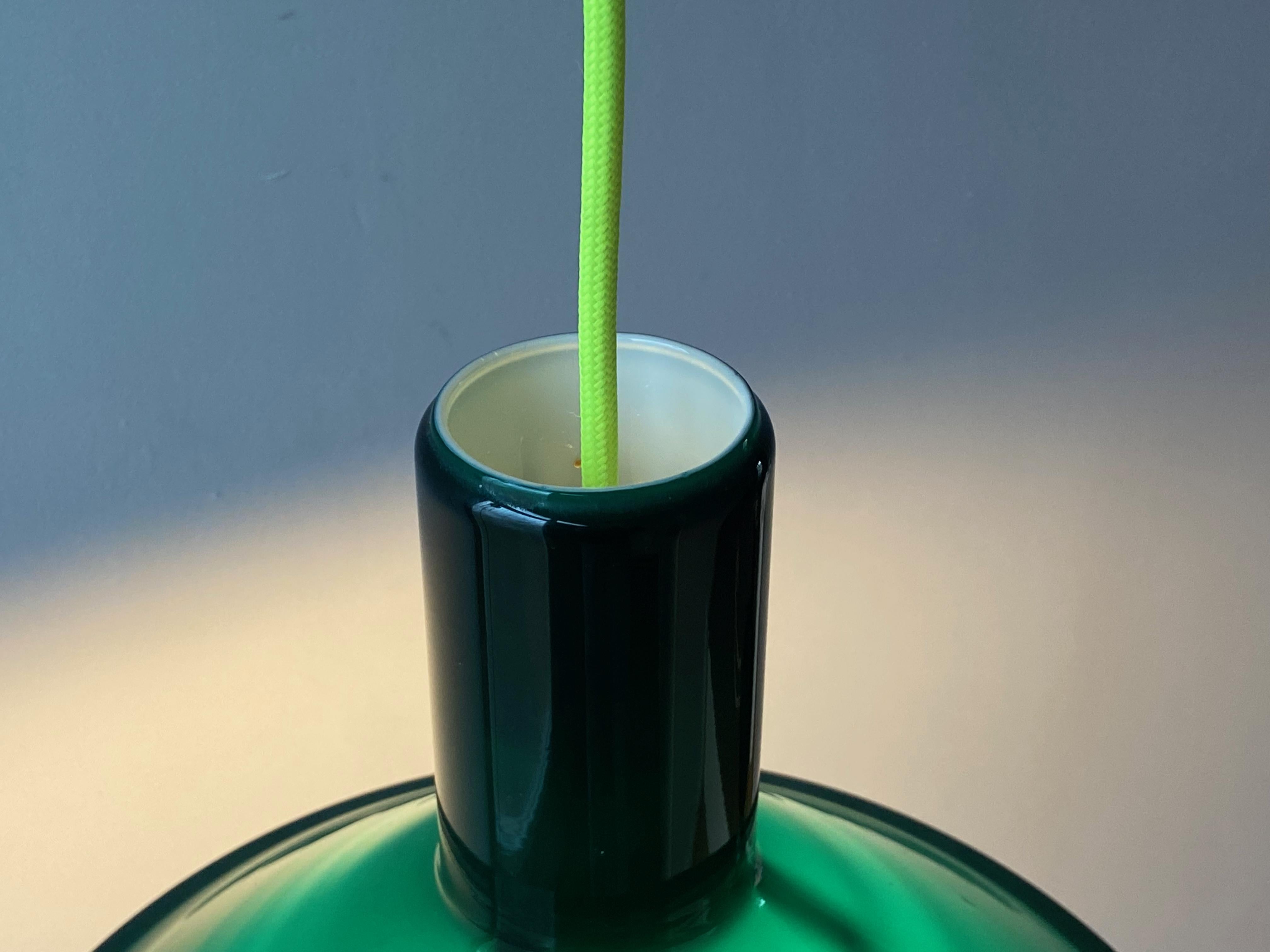 Late 20th Century Green Michael Bang P&T Pendant Lamp by Holmegaard, Denmark, 1970s For Sale