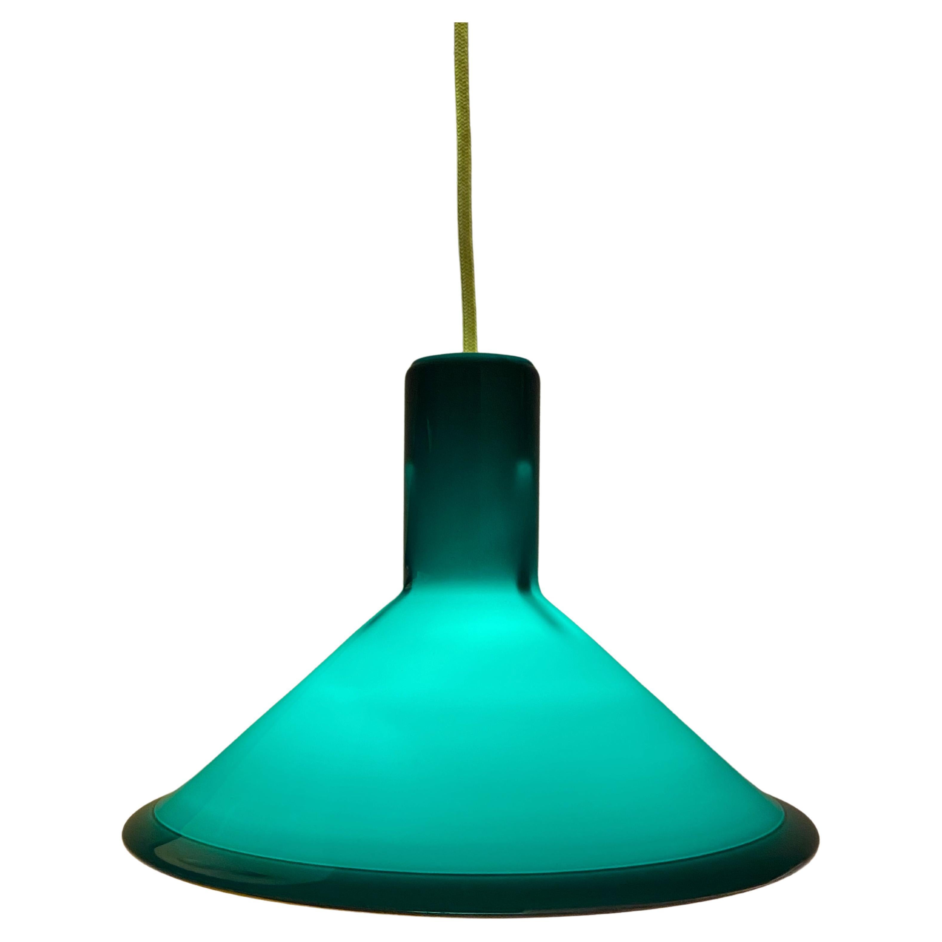 Green Michael Bang P&T Pendant Lamp by Holmegaard, Denmark, 1970s For Sale