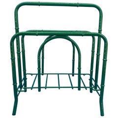 Green Mid-Century Modern Faux Bamboo Magazine Rack