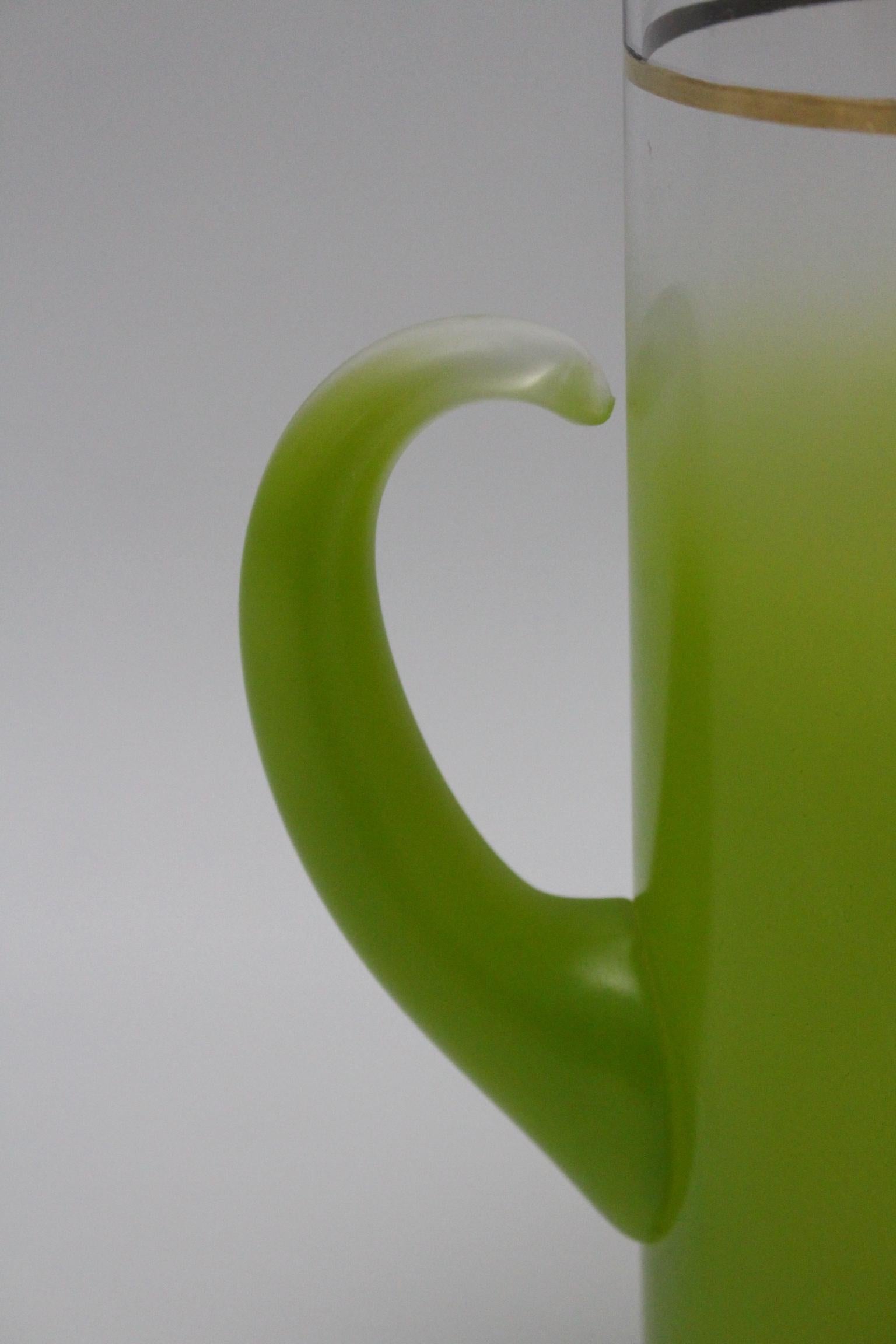 20th Century Green Vintage Mid-Century Modern Glass Pitcher, Italy, 1950s For Sale