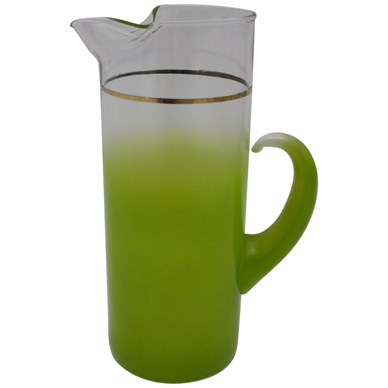 Green Vintage Mid-Century Modern Glass Pitcher, Italy, 1950s