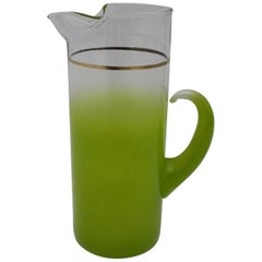 Green Retro Mid-Century Modern Glass Pitcher, Italy, 1950s