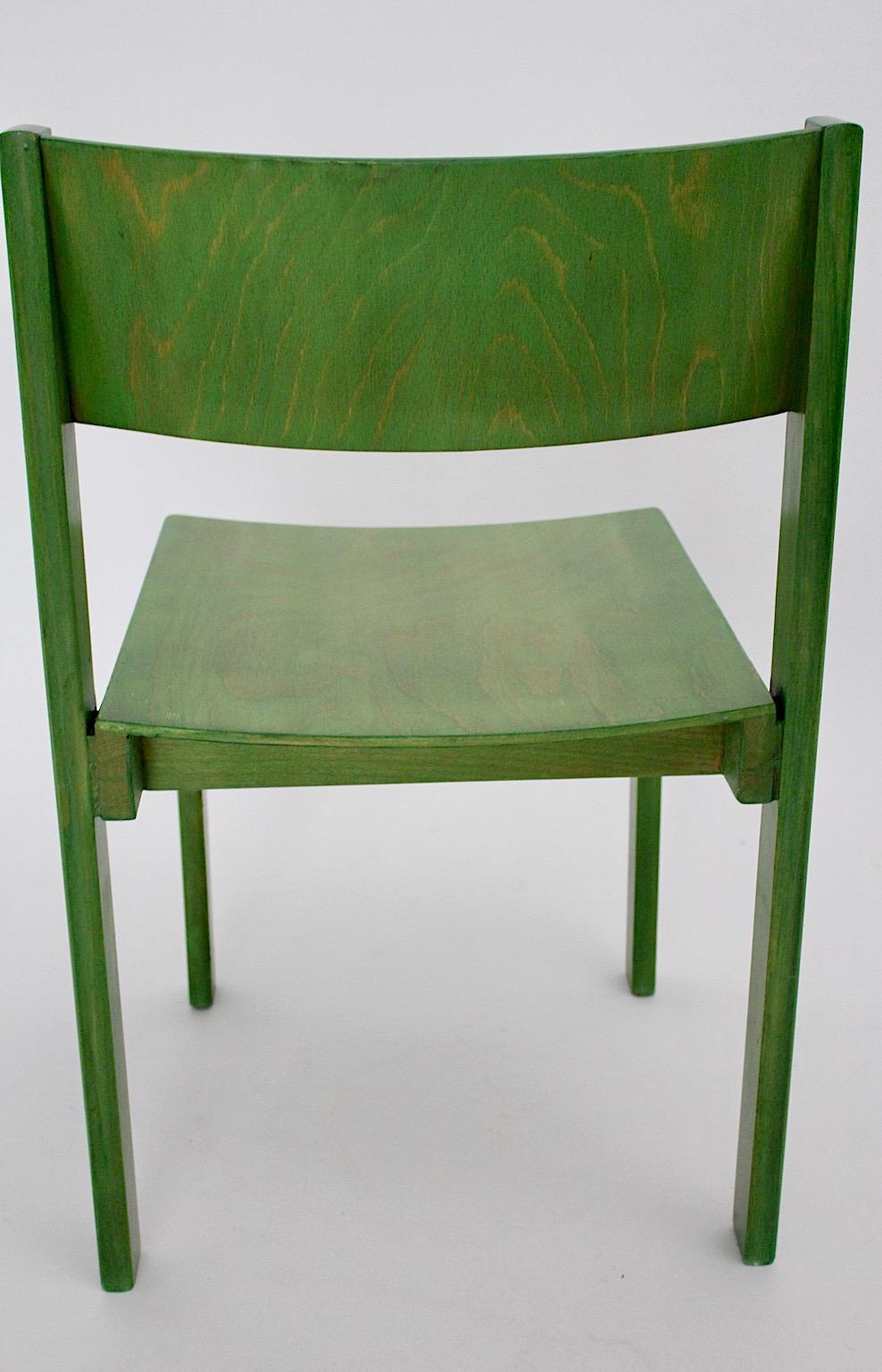 Grüne grüne Mid-Century-Modern-Esszimmerstühle, 1950er Jahre, Wien, Österreich im Angebot 10