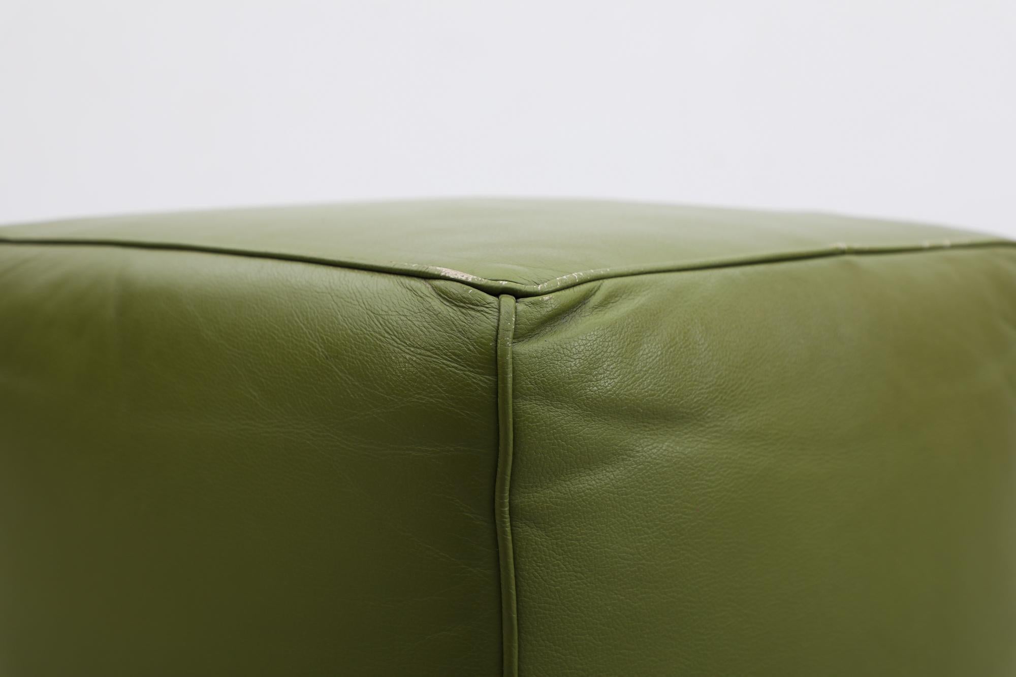 Green Mid-Century Skai Cube Ottoman 4