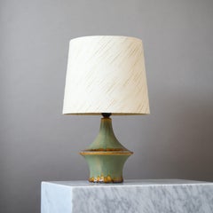 Green Mid-Century Stoneware Table Lamp by Einar Johansen, Søholm, Denmark 1960s