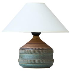 Green Mid-Century Stoneware Table Lamp by Klase Höganäs, Sweden, 1960s.