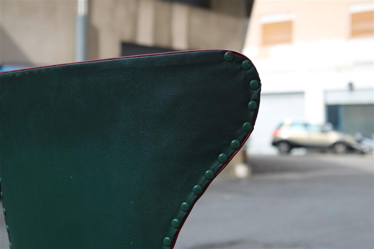 Green Mid Century Swivel Italian Chair Office Feet Wood Melchiorre Bega Style For Sale 2
