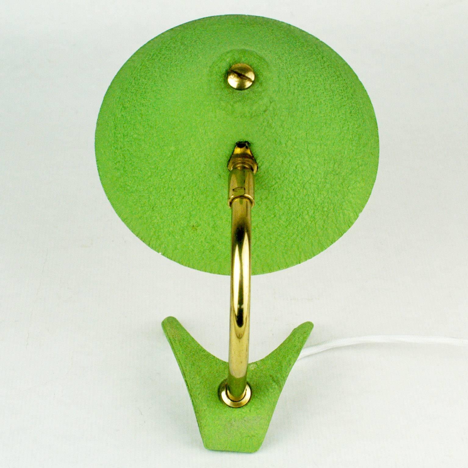 Mid-Century Modern Green Midcentury Brass Table Lamp by Cosack, Germany