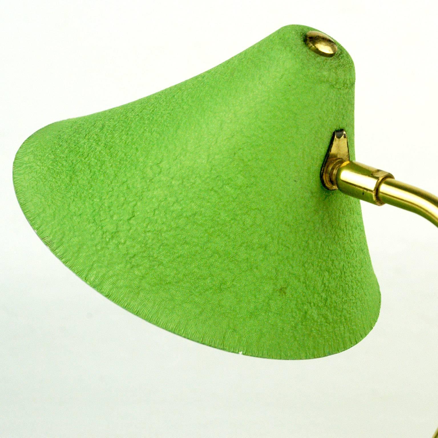 Mid-20th Century Green Midcentury Brass Table Lamp by Cosack, Germany