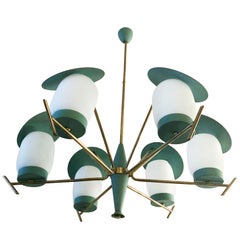 Green Midcentury Chandelier by Stilnovo