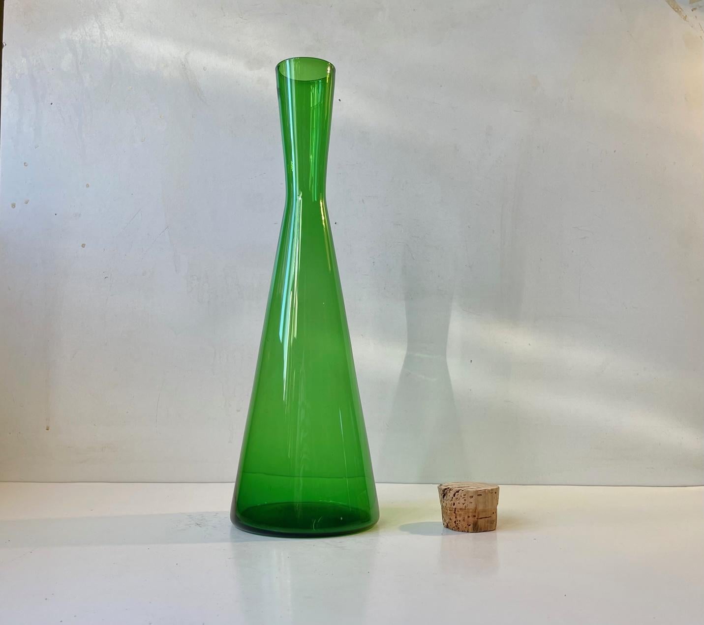 Mid-Century Modern Green Mid-Century Glass Decanter by Per Lütken for Holmegaard, 1960s For Sale