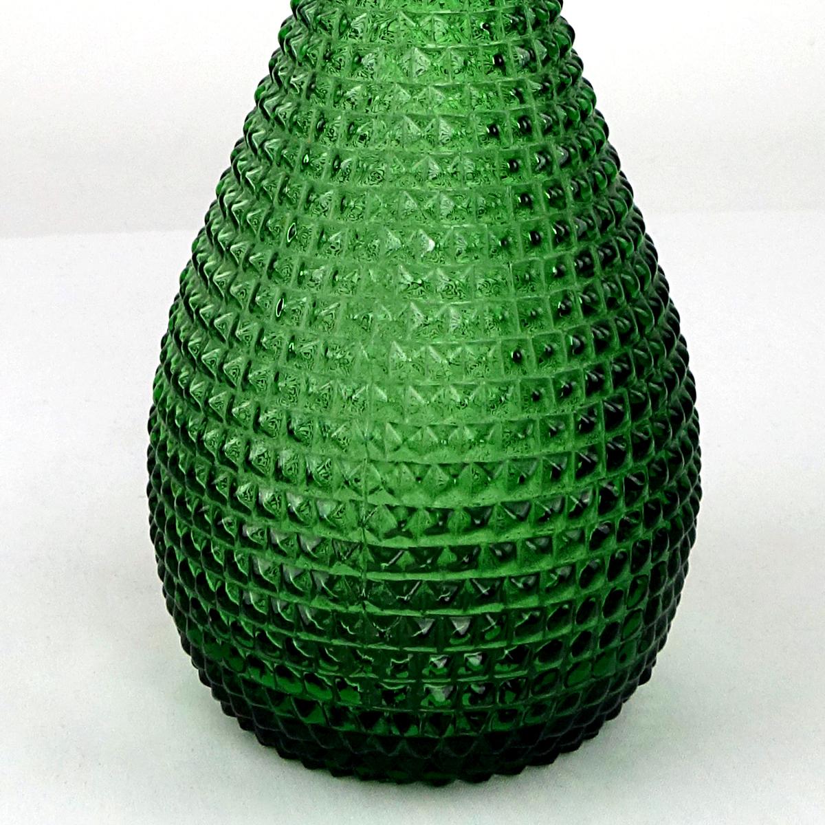 italien Carafe Genie du milieu du siècle dernier en verre vert avec bouchon par Empoli en vente