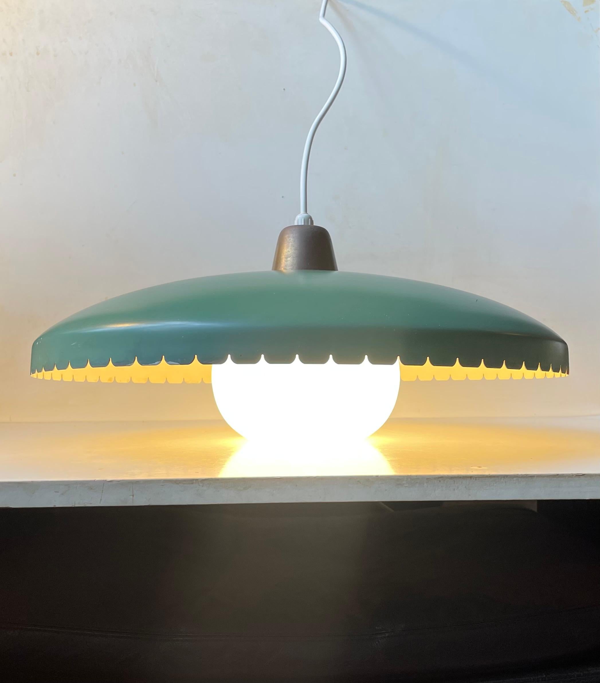 Mid-Century Modern Green Midcentury Hanging Lamp by Bent Karlby for Lyfa, 1950s