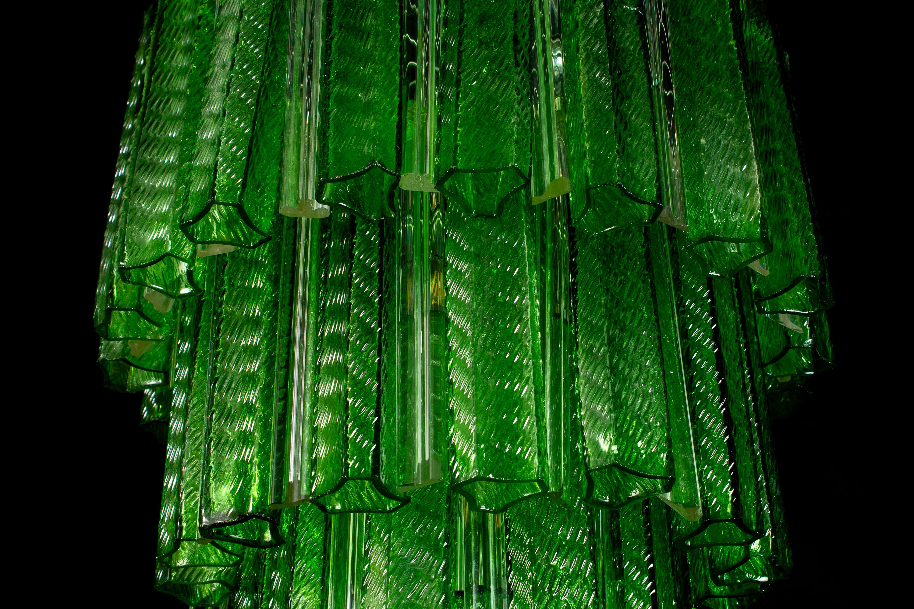 Lustre Tronchi à quatre niveaux en verre de Murano vert du milieu du siècle dernier, 1960 en vente 3