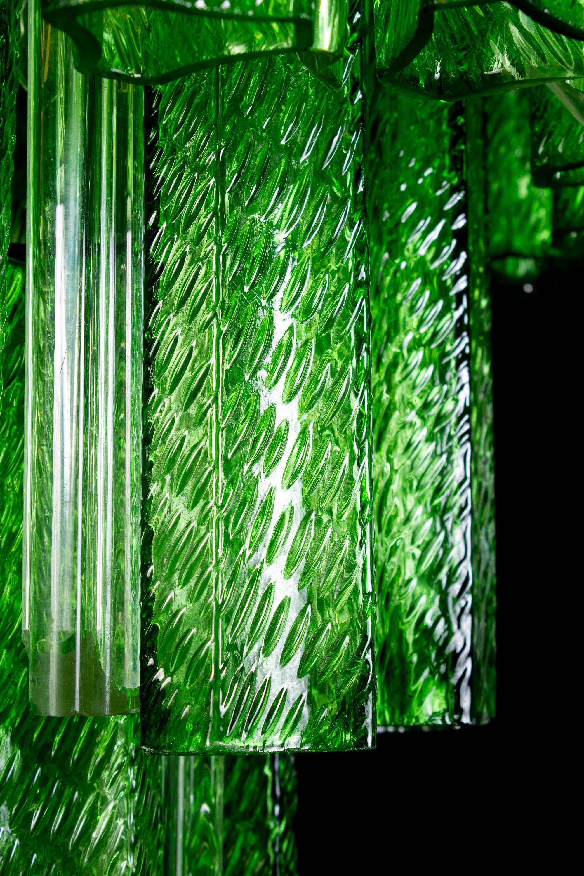 Lustre Tronchi à quatre niveaux en verre de Murano vert du milieu du siècle dernier, 1960 en vente 6