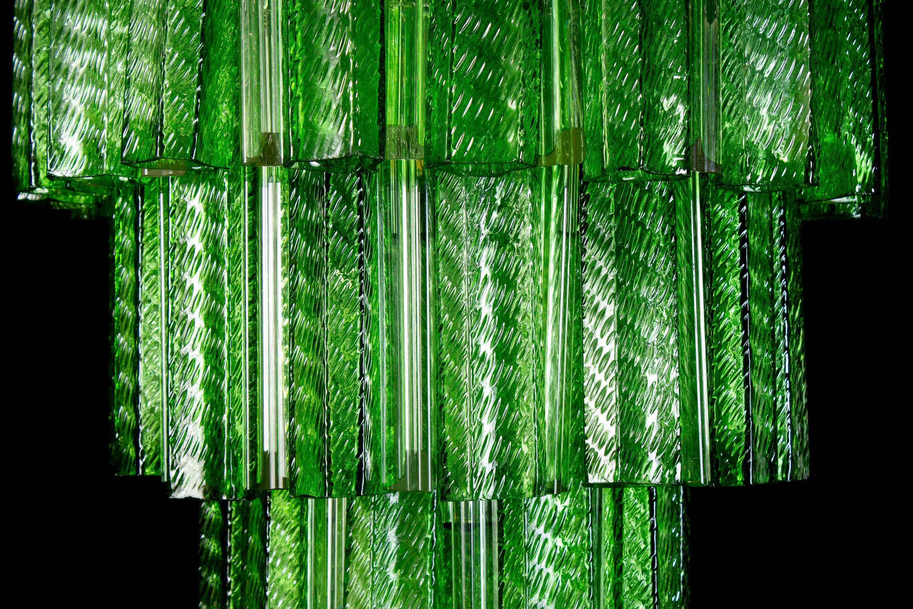 Lustre Tronchi à quatre niveaux en verre de Murano vert du milieu du siècle dernier, 1960 en vente 1