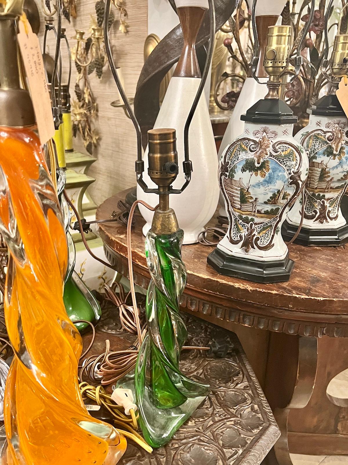 Lámpara de Murano Verde de Mediados de Siglo Italiano en venta
