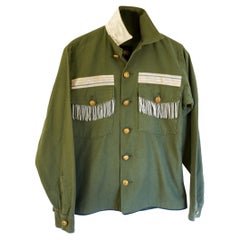 Green Military Jacket Braid Silver Fringes Embellished J Dauphin