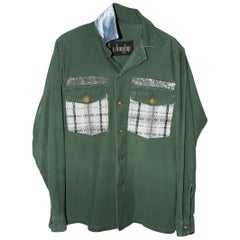 Green Military Jacket Gold Button Tweed One of a kind J Dauphin
