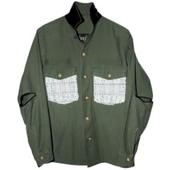 Green Military Jacket Lurex Tweed Gold Button J Dauphin