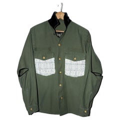 Green Military Jacket Lurex Tweed Gold Button J Dauphin