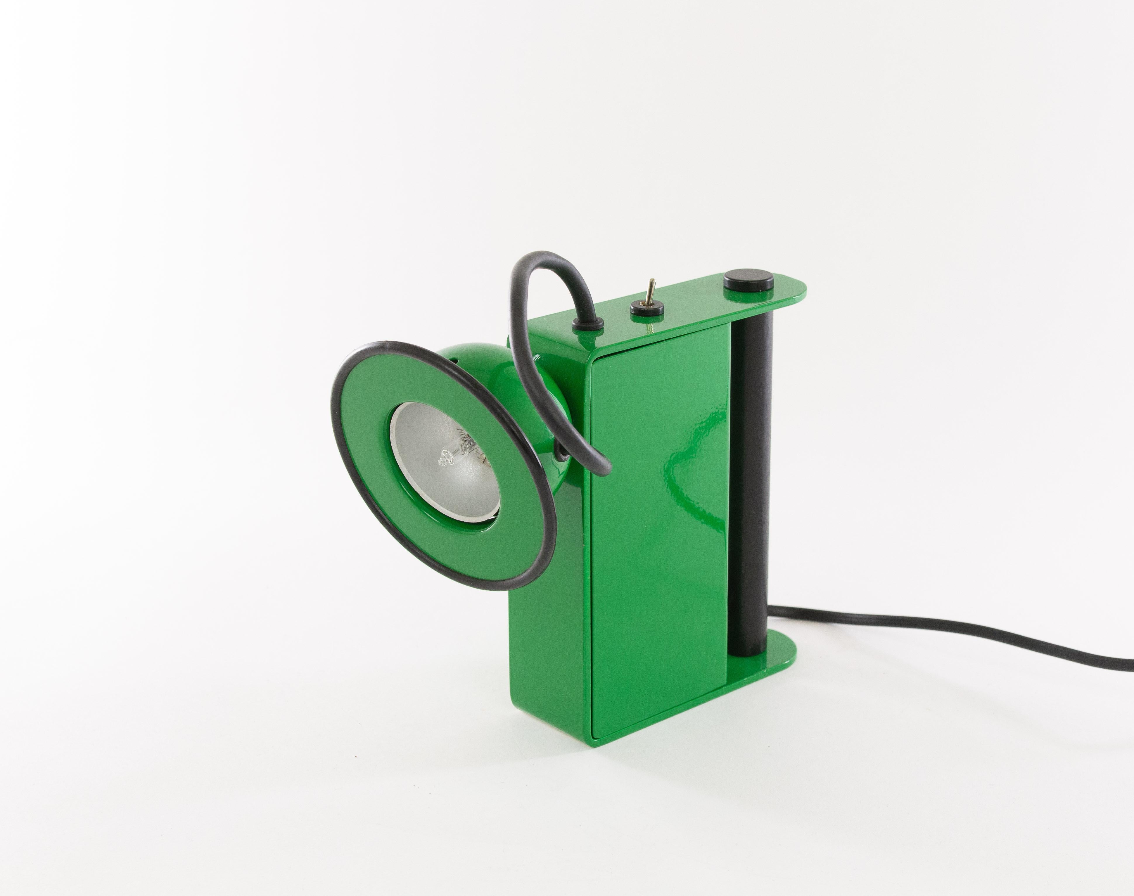 Lacquered Green Minibox Table Lamp by Gae Aulenti & Piero Castiglioni for Stilnovo, 1980s