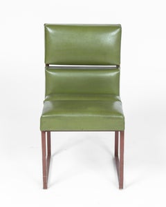 Mid-Century Modern Green Leather Chairs, 1970s '3 Pieces'