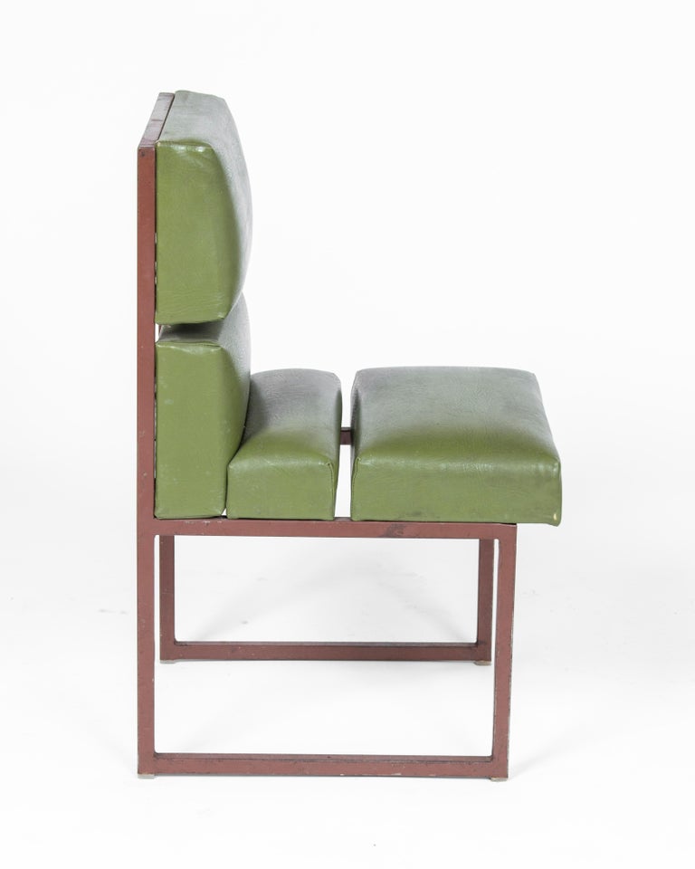 Green Minimalist Leather Chairs, 1970s '3 Pieces' For Sale at 1stDibs