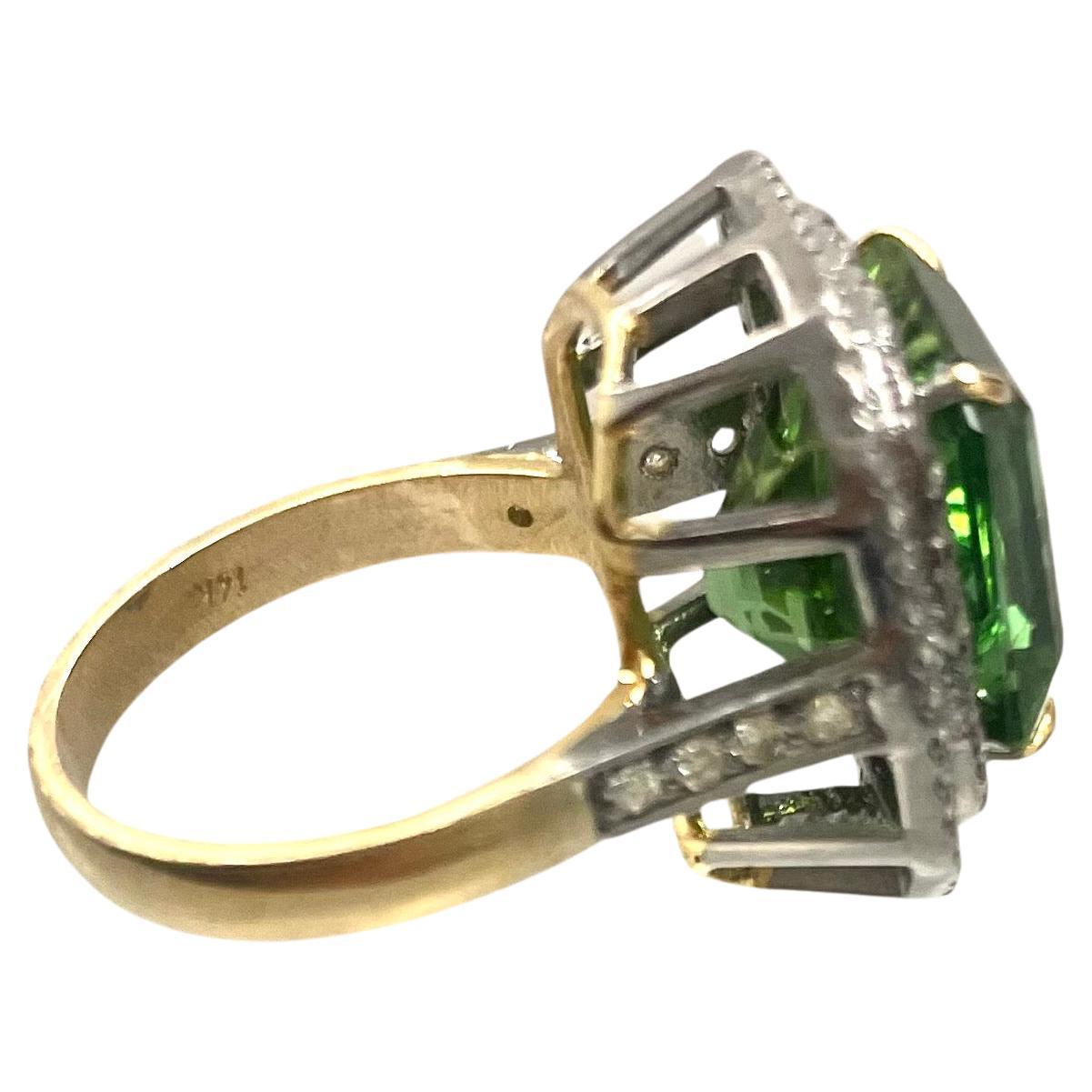 Artisan Green Mint Tourmaline with Diamonds Paradizia Ring For Sale