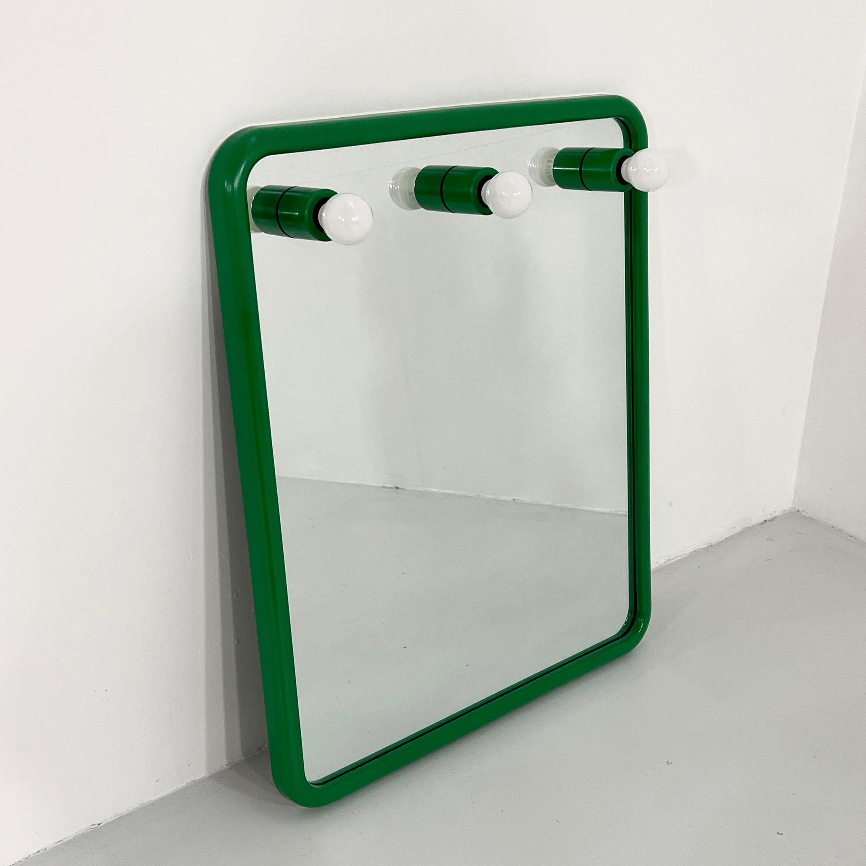 Mid-Century Modern Green Mirror with Lights from Gedy, 1970s