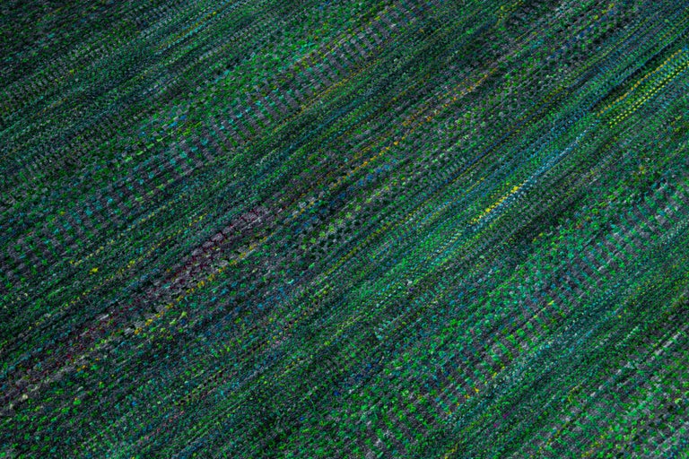 Green Modern Savannah Handmade Geometric Square Wool Rug at 1stDibs