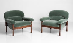 Green Mohair Armchairs by Elam, Italy, circa 1960
