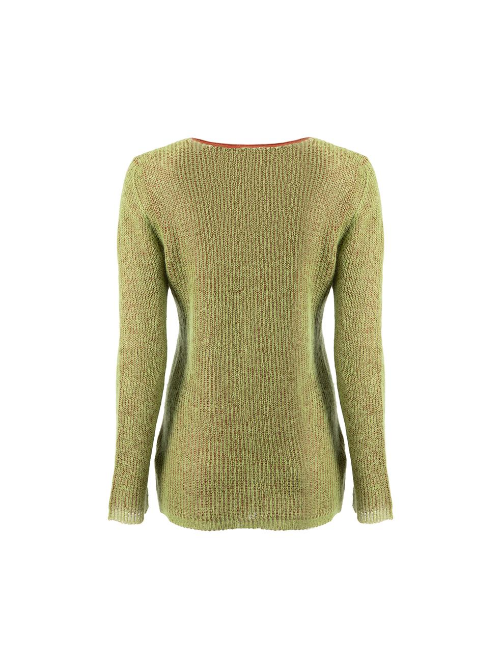 Green Mohair Layered Knit Jumper Size S In Good Condition For Sale In London, GB