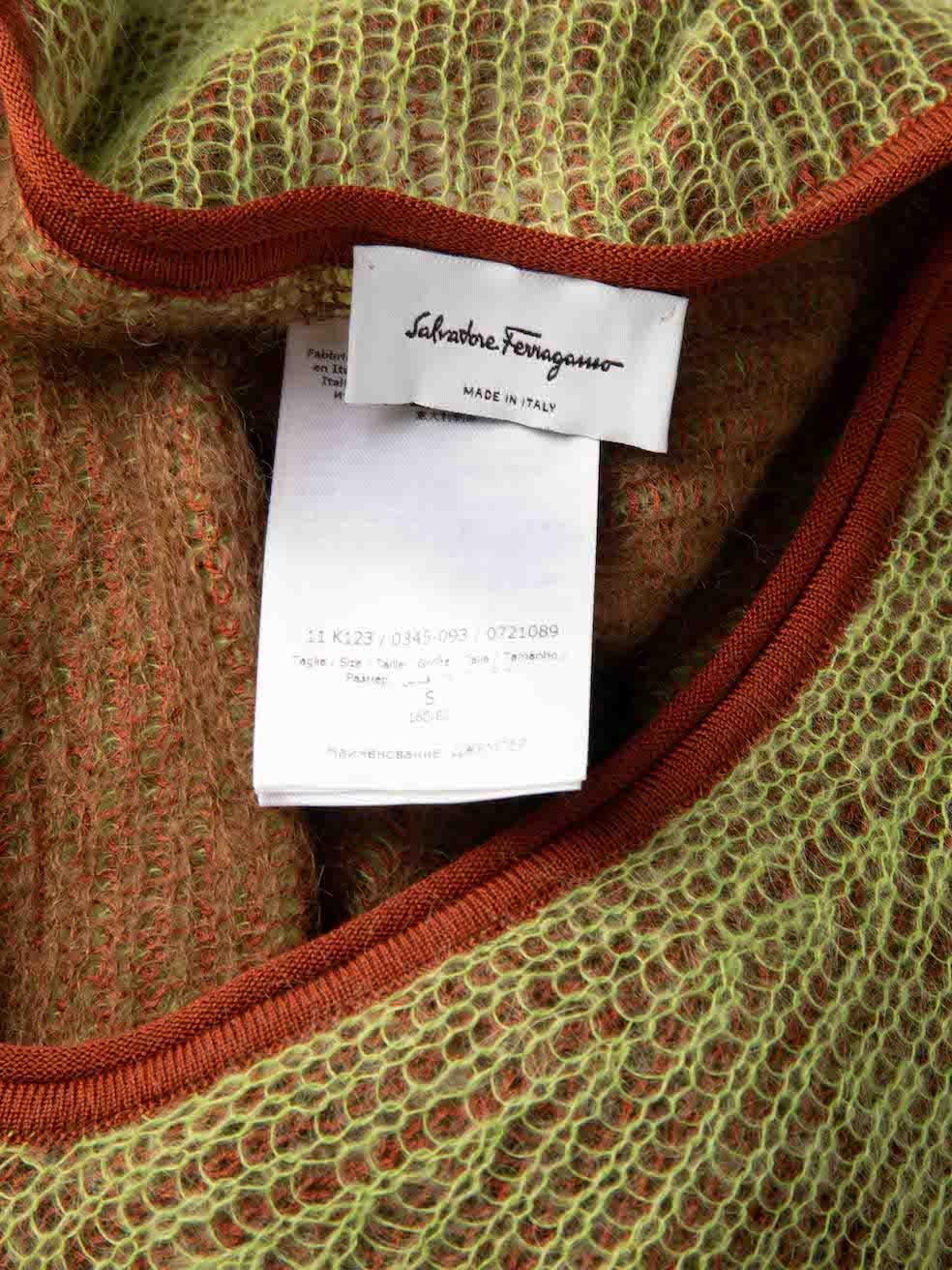 Green Mohair Layered Knit Jumper Size S For Sale 4
