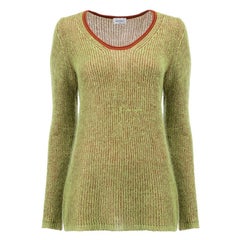 Grüner Mohair-Layered Knit Pullover Größe S
