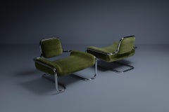 Green Mohair Lemon Sole Lounge Chairs by Kwok Hoi Chan. Ed. Steiner