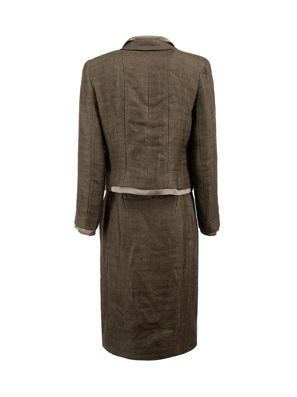 Black Chanel Green Mohair Woven Skirt Suit Size M