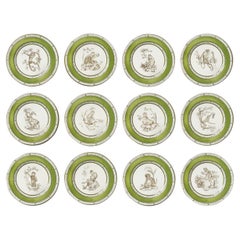 Juego de 12 platos de postre Green Monkeys