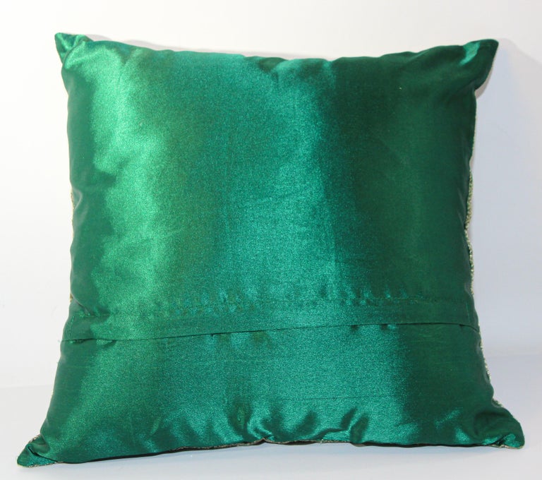 Green Moorish Pillow Embellished with Sequins and Beads For Sale 5