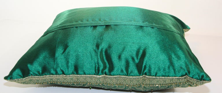 Green Moorish Pillow Embellished with Sequins and Beads For Sale 4